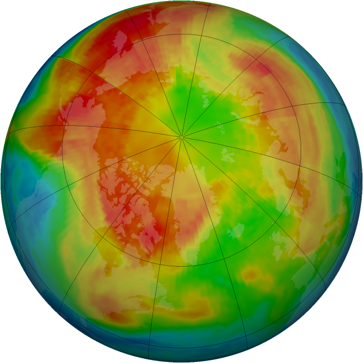 Arctic ozone map for 08 March 2004